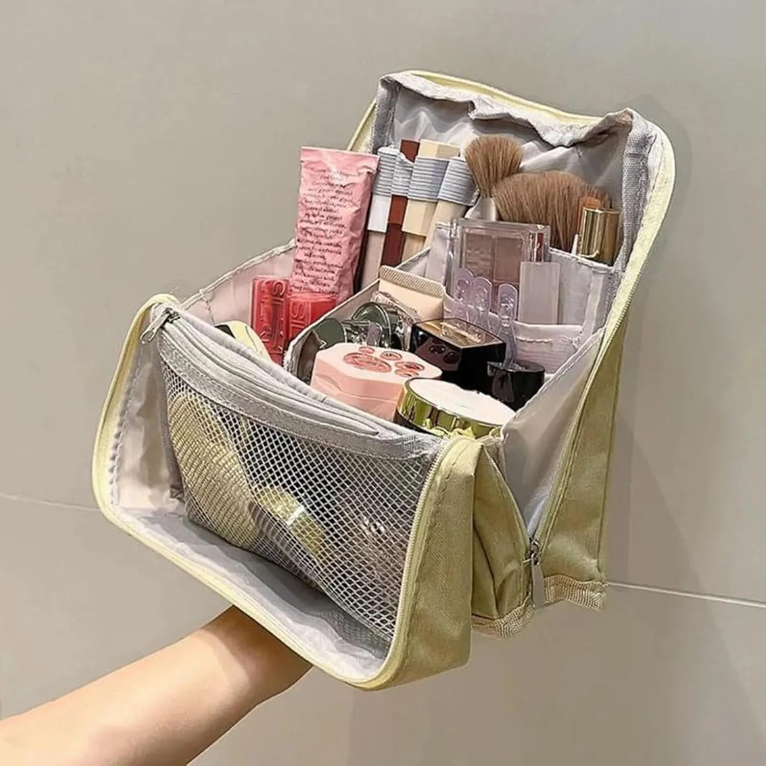 Relevanton Standing Makeup Bag,Stand Up Makeup Bag,Vertical Makeup Organizer Bag,Doresty Standing Make Up Bag Portable, Large Capacity (#7)