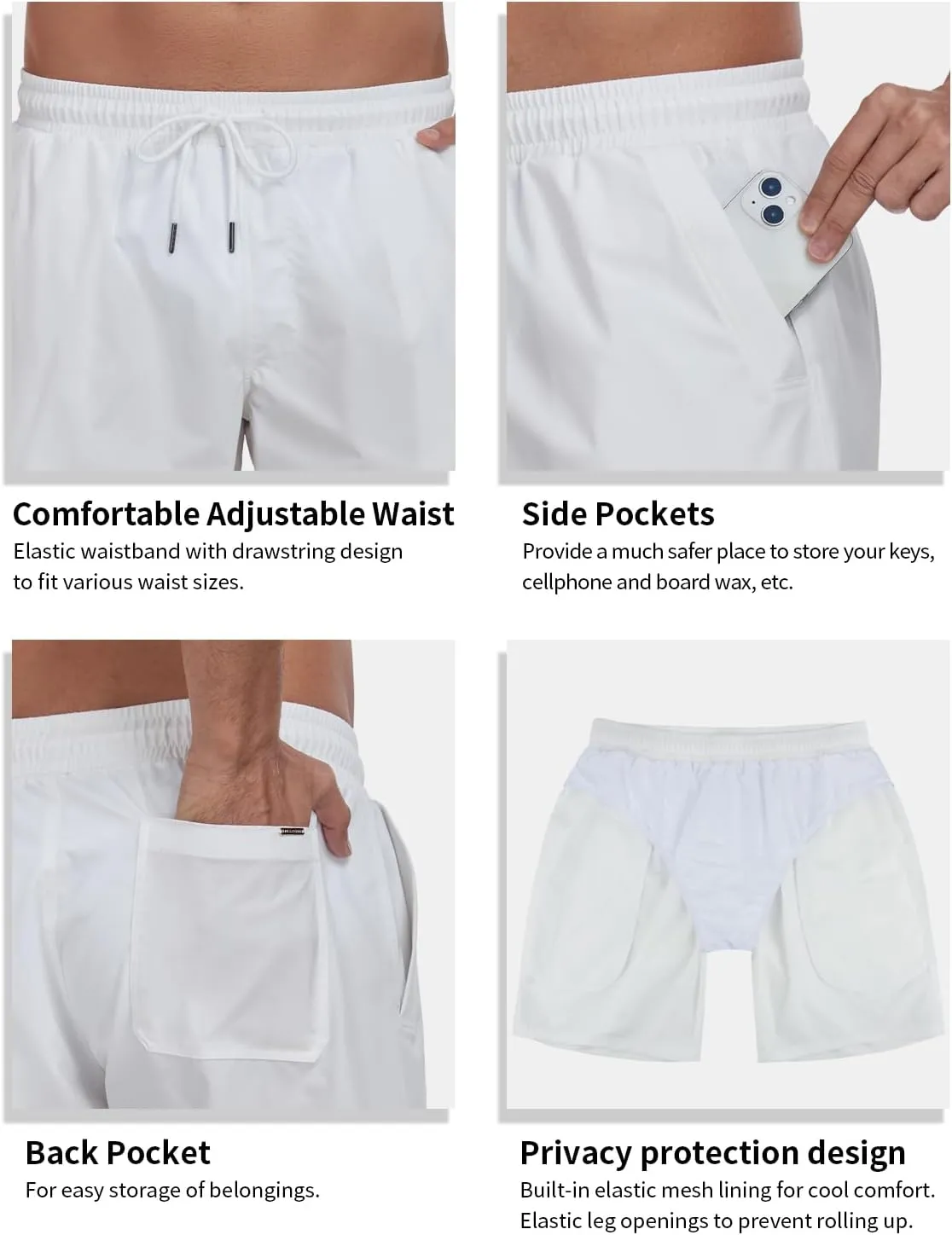 RELLECIGA Men's Board Shorts Quick Dry 9 Inch Swim Trunk with Mesh Lining
