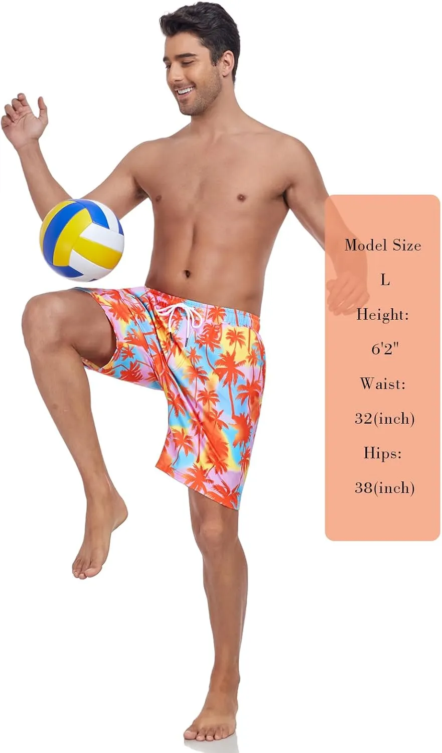 RELLECIGA Men's Board Shorts Quick Dry 9 Inch Swim Trunk with Mesh Lining
