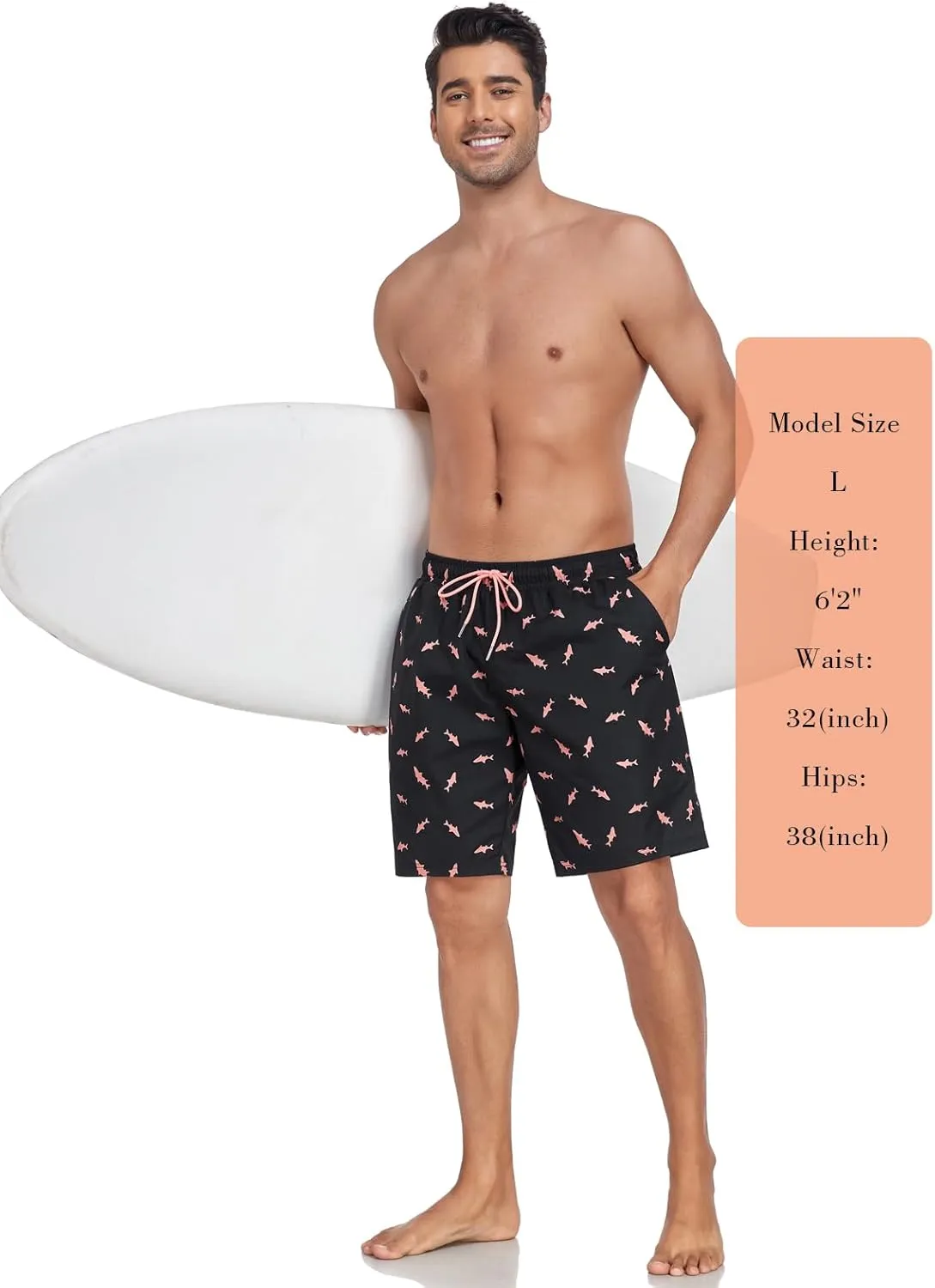RELLECIGA Men's Board Shorts Quick Dry 9 Inch Swim Trunk with Mesh Lining