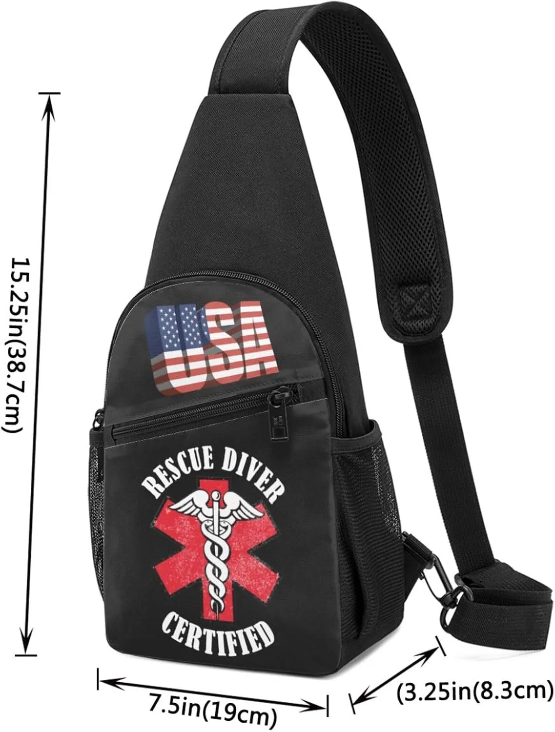 Rescue Diver Certified，Fashion One-Shoulder Bag，Anti-Theft Crossbody Shoulder Chest Bag