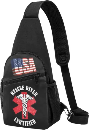 Rescue Diver Certified，Fashion One-Shoulder Bag，Anti-Theft Crossbody Shoulder Chest Bag