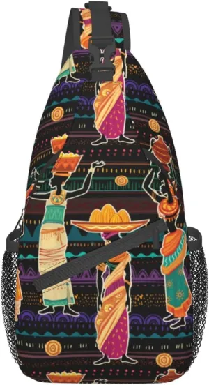 Retro African Tribe Sling Backpack African Multipurpose Crossbody Chest Bag Shoulder Bag Travel Hiking Daypack Bag
