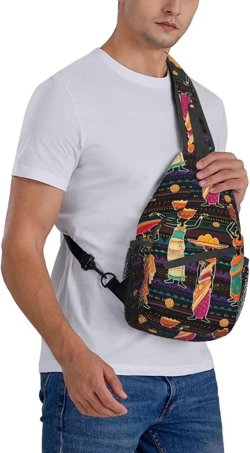 Retro African Tribe Sling Backpack African Multipurpose Crossbody Chest Bag Shoulder Bag Travel Hiking Daypack Bag