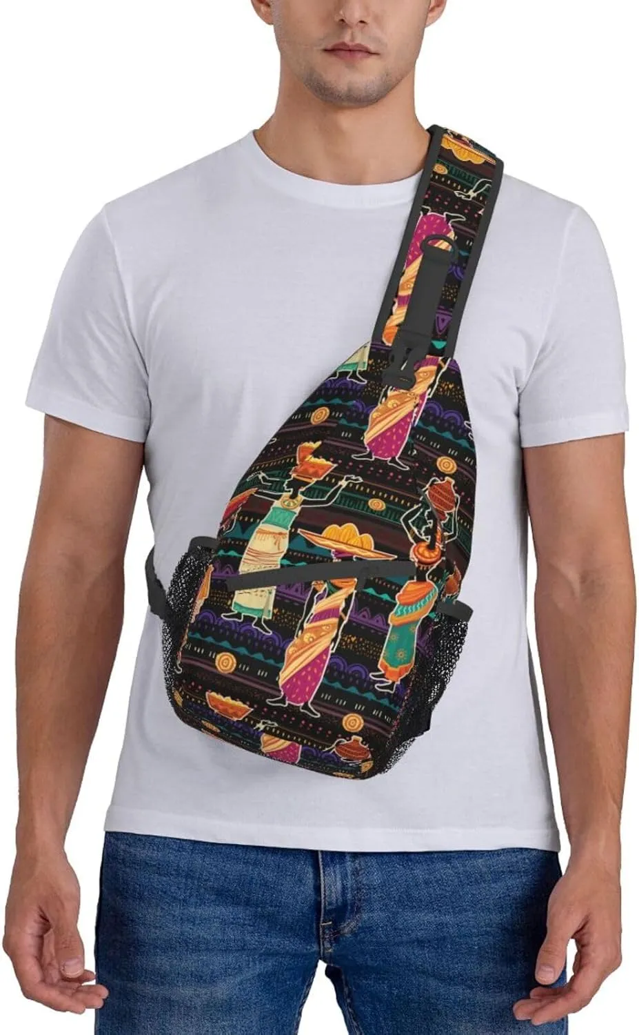 Retro African Tribe Sling Backpack African Multipurpose Crossbody Chest Bag Shoulder Bag Travel Hiking Daypack Bag
