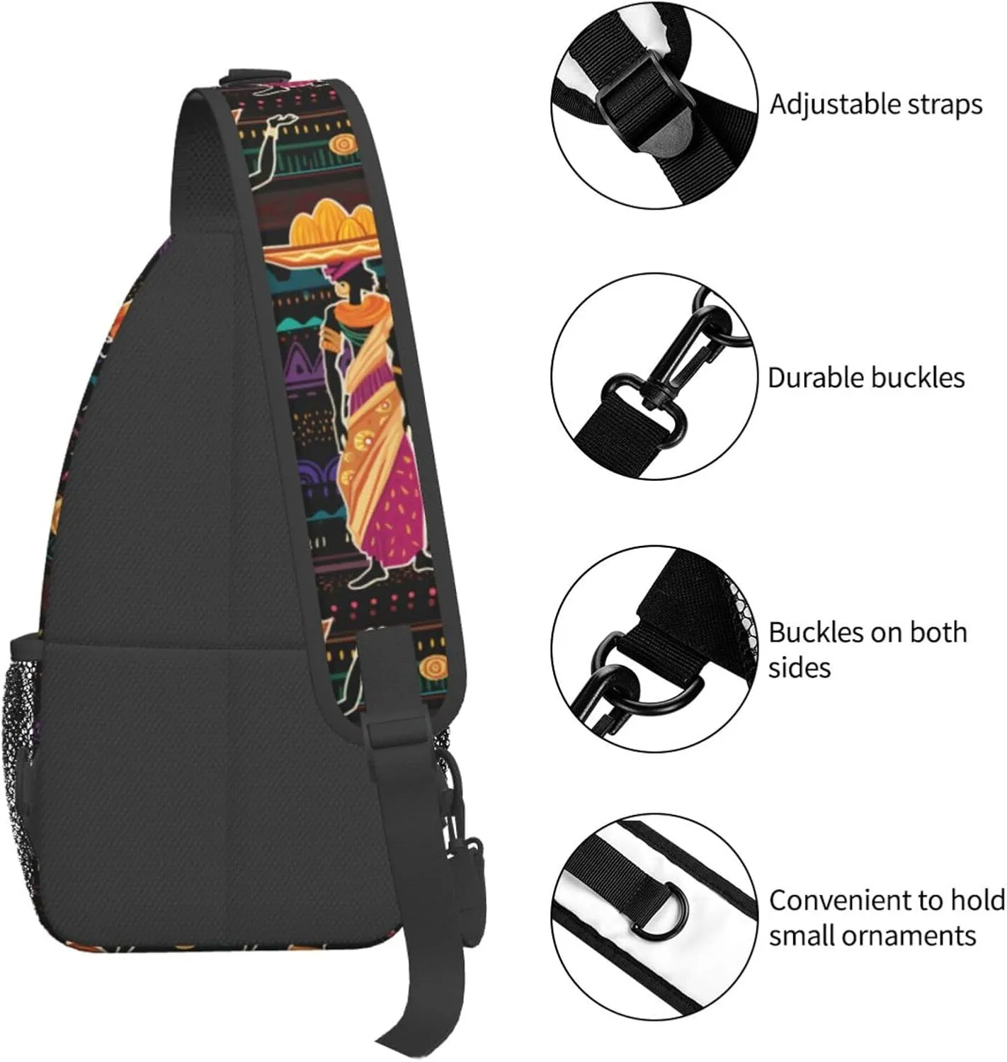 Retro African Tribe Sling Backpack African Multipurpose Crossbody Chest Bag Shoulder Bag Travel Hiking Daypack Bag