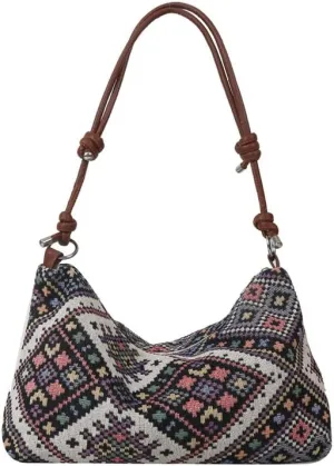 Retro Canvas Handbag Hobo Shoulder Bag for Women Casual Working Shopping Bag