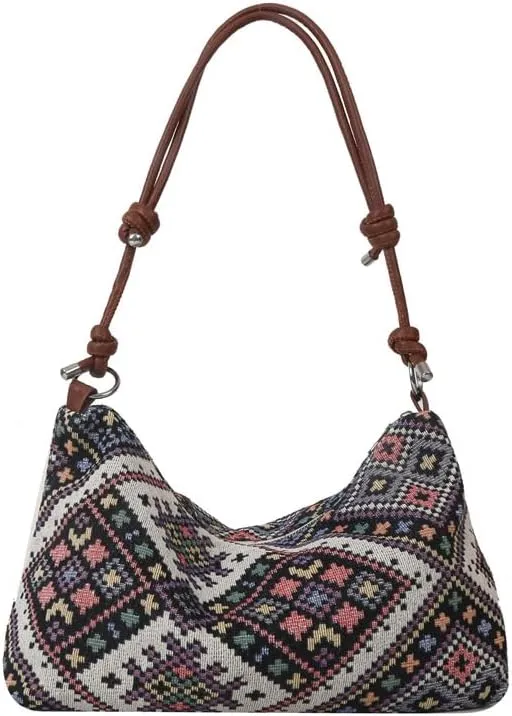 Retro Canvas Handbag Hobo Shoulder Bag for Women Casual Working Shopping Bag