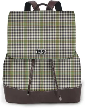 Retro Leather Shoulder Bag Burns Check Tartan Backpack Practical Daypack Purse for Women Ladies