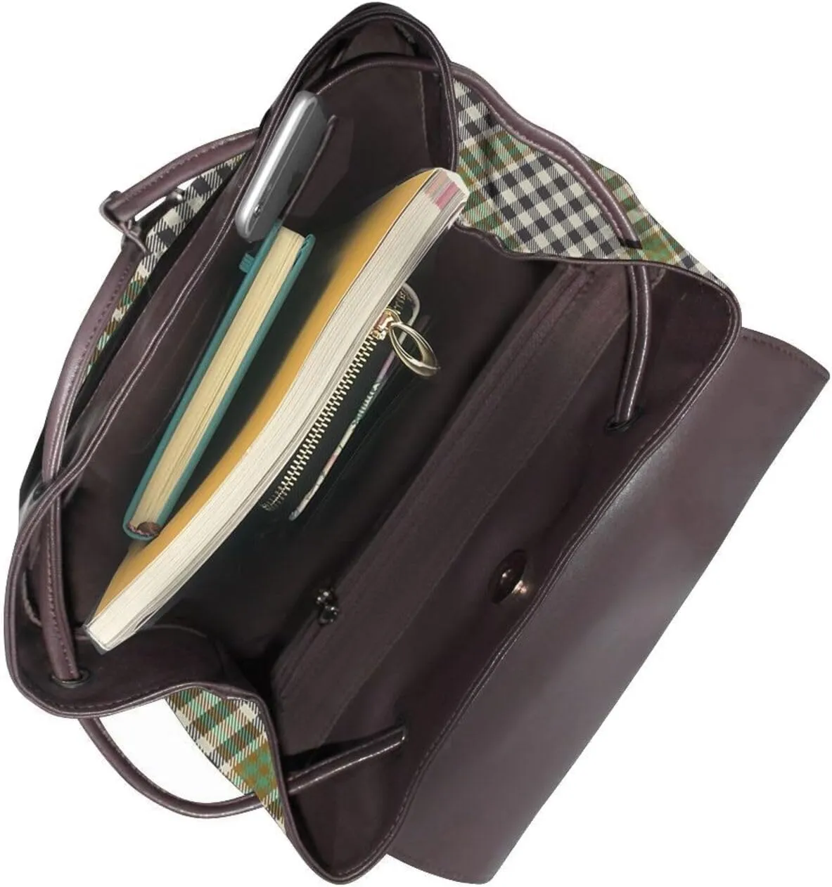 Retro Leather Shoulder Bag Burns Check Tartan Backpack Practical Daypack Purse for Women Ladies