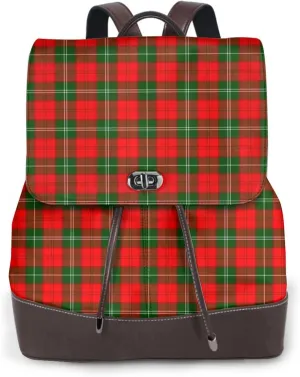 Retro Leather Shoulder Bag Lennox District Tartan Backpack Practical Daypack Purse for Women Ladies