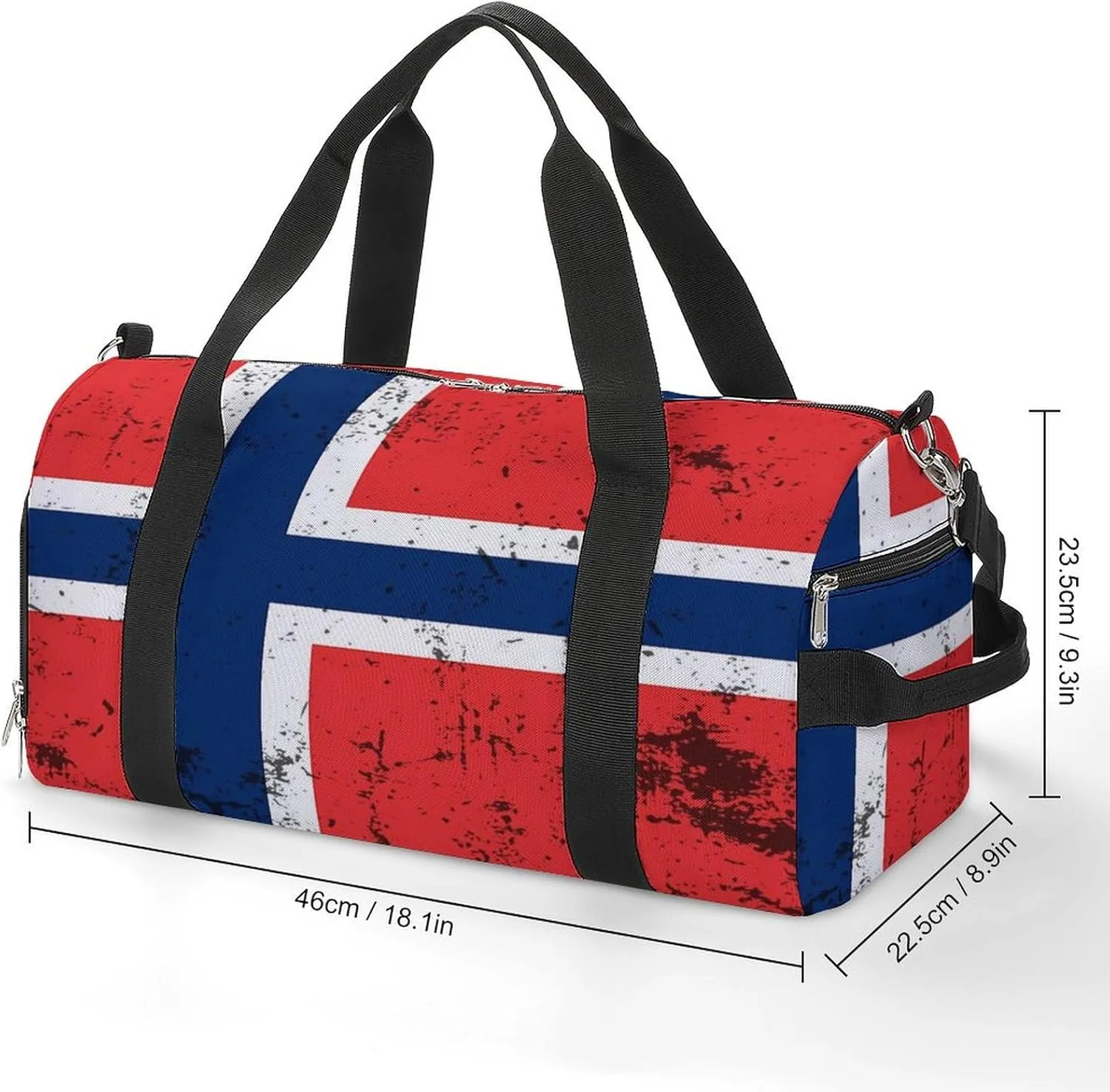 Retro Norway Flag Gym Bag-Workout Organizer with Water Resistant Compartments for Gym Lovers