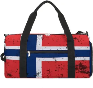 Retro Norway Flag Gym Bag-Workout Organizer with Water Resistant Compartments for Gym Lovers