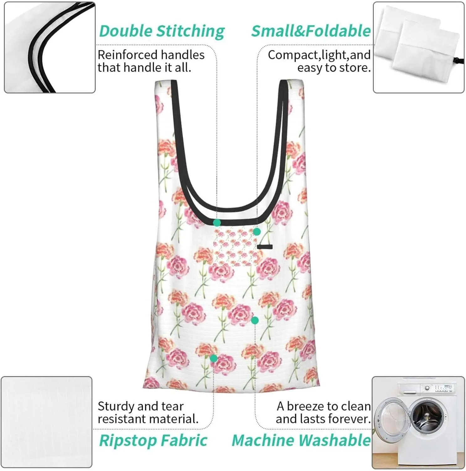Reusable Grocery Shopping Bags Foldable, Suitble Shopping Holiday Trip, Mother's Day for Mom Cupcakes