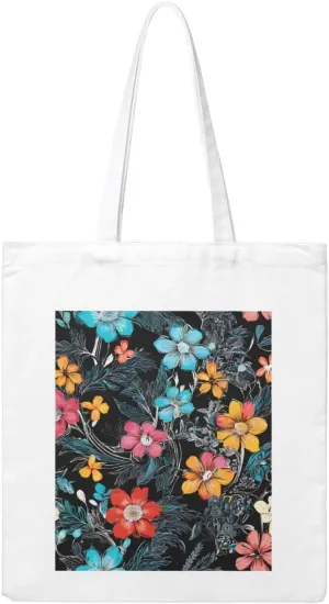 Reusable Heavy-Duty Canvas Tote Bag, Floral handbag 15.75x13.87 Inch, Large Eco-Friendly Shopping Tote for Travel, Gym, Gifts, Machine Washable