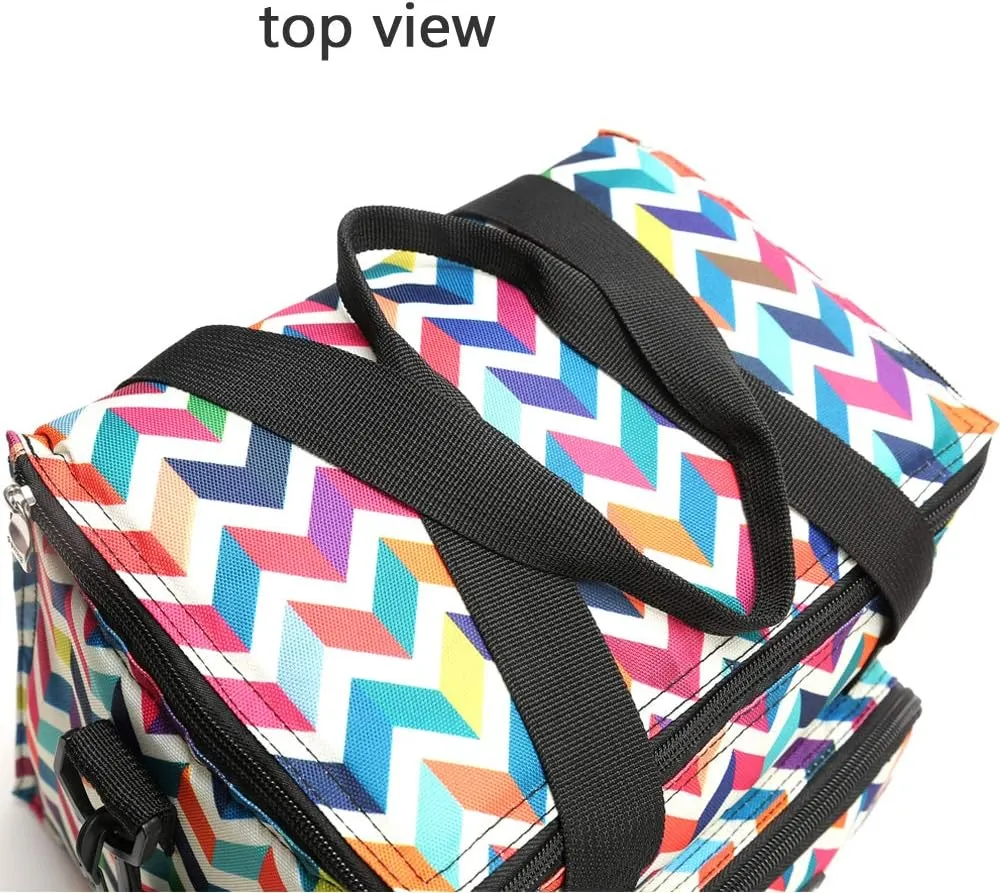Reusable Insulated Thermal Lunch Bag Cute Lunch Box for Adult Women Work Office Outdoor Travel Picnic Beach BBQ party (Wave)