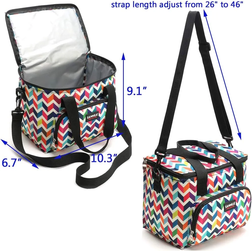 Reusable Insulated Thermal Lunch Bag Cute Lunch Box for Adult Women Work Office Outdoor Travel Picnic Beach BBQ party (Wave)