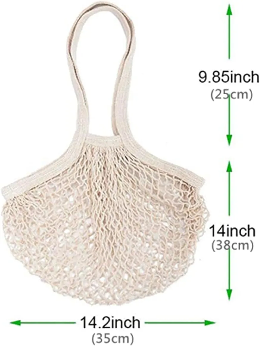 Reusable Mesh Grocery Bag Washable Cotton Shopping Bag Portable Net Storage Bag for Vegetables Fruit Farmers Shopping Picnics(White, Black)