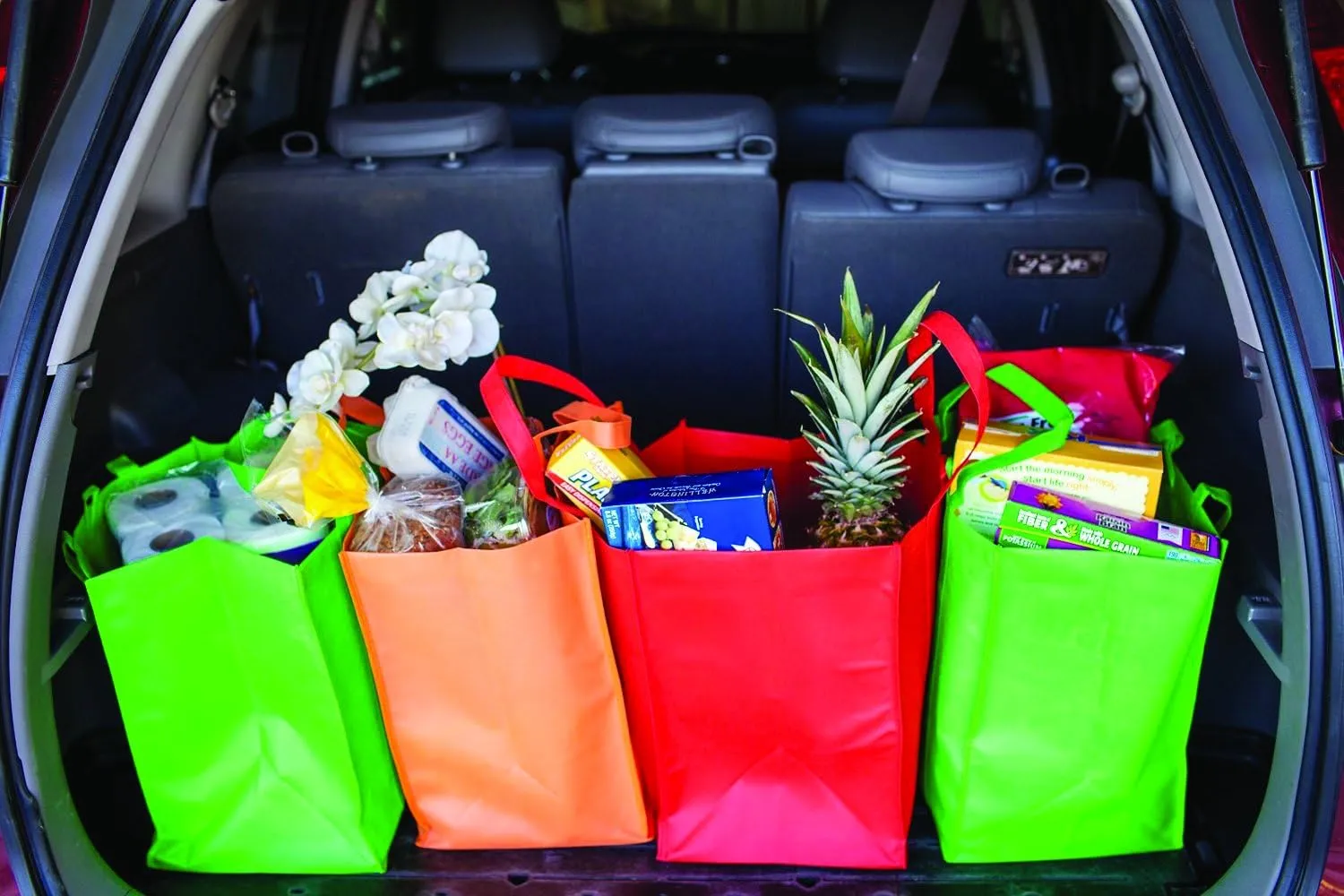 Reusable Reinforced Handle Grocery Tote Bag Large (10 Pack) Gray