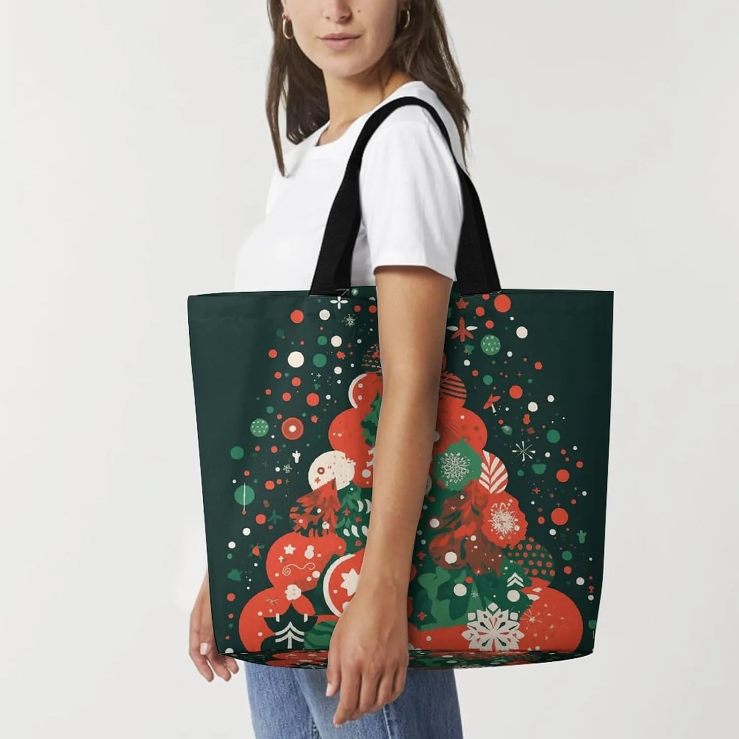 Reusable Shopping Bags Handmade Metal Clock Grocery Bag Foldable Washable Tote Bag