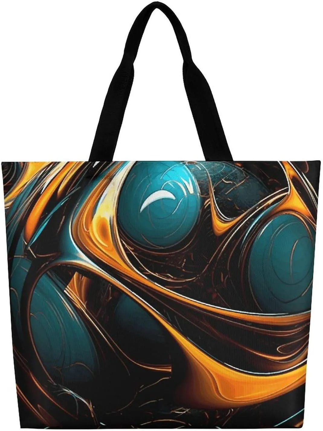 Reusable Shopping Bags Handmade Metal Clock Grocery Bag Foldable Washable Tote Bag