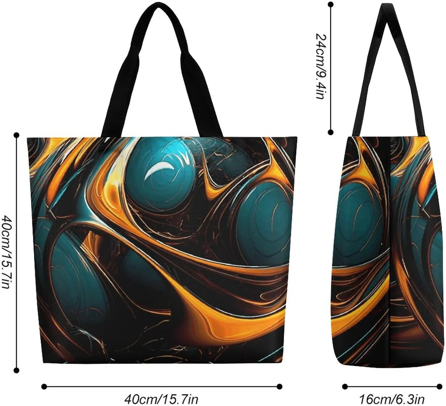Reusable Shopping Bags Handmade Metal Clock Grocery Bag Foldable Washable Tote Bag