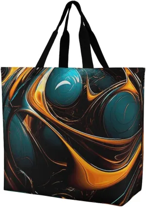 Reusable Shopping Bags Handmade Metal Clock Grocery Bag Foldable Washable Tote Bag