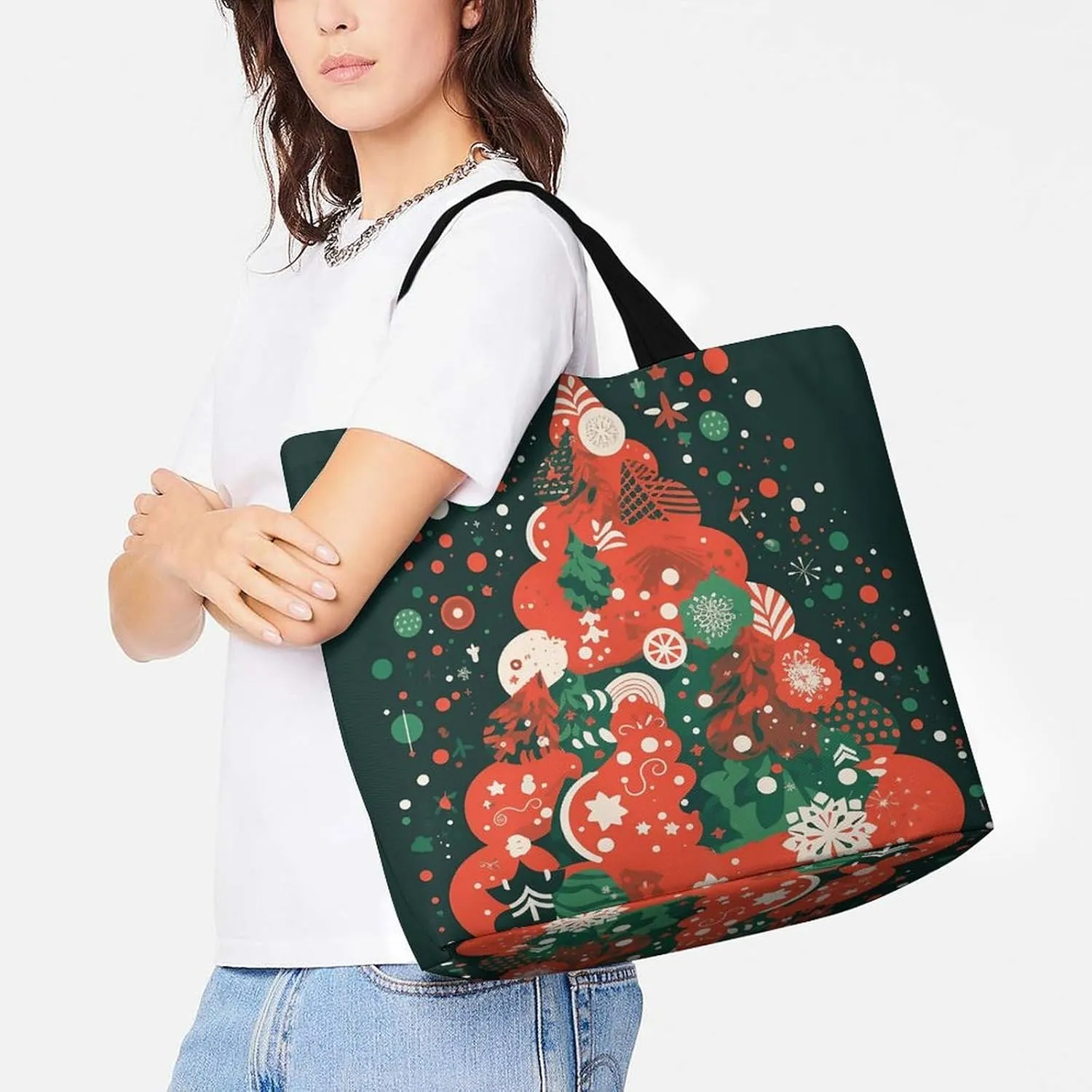Reusable Shopping Bags Handmade Metal Clock Grocery Bag Foldable Washable Tote Bag