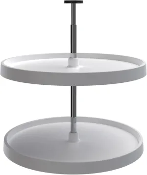 Rev-A-Shelf 2 Tier Full-Circle Lazy Susan for Corner Base Cabinets Plastic 28" Double Shelf Swivel Kitchen Spice/Can Organizer, White, 3072-28-11-52