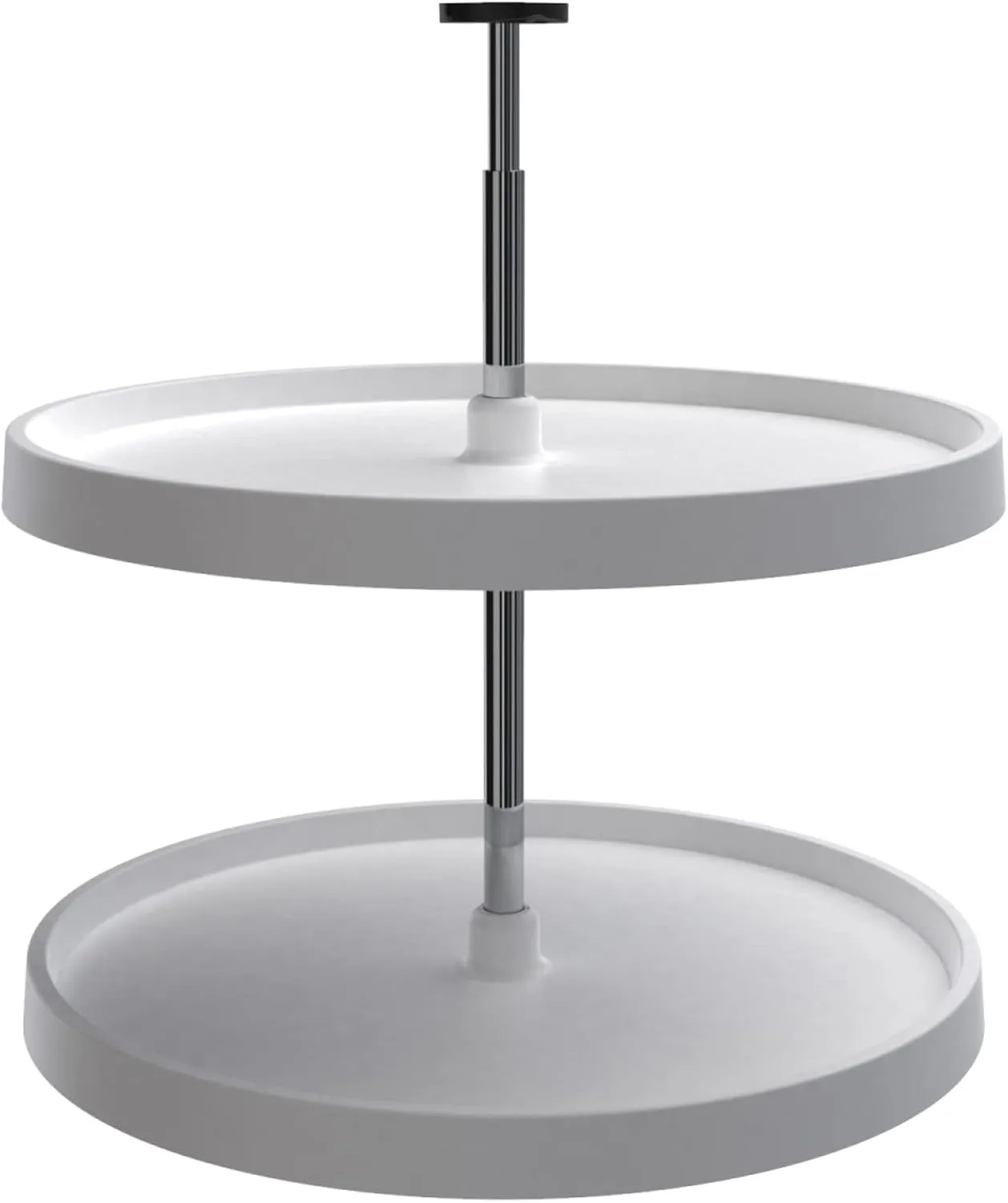 Rev-A-Shelf 2 Tier Full-Circle Lazy Susan for Corner Base Cabinets Plastic 28" Double Shelf Swivel Kitchen Spice/Can Organizer, White, 3072-28-11-52