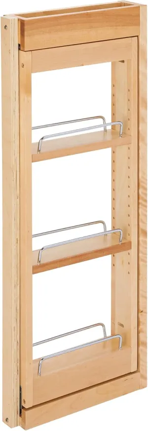 Rev-A-Shelf Kitchen Cabinet Pullout Wall Filler Wooden Organizer Slide Out Pantry Storage w/Soft-Close in Multiple Sizes, Maple Wood, 432-WFBBSC30-3C