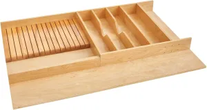 Rev-A-Shelf Trim-to-Fit Wooden Kitchen Drawer Divider and Knife Block Utility Holder Tray Organizer Insert, 33.13 x 22 In, Maple, 4WUTKB-36SH-1