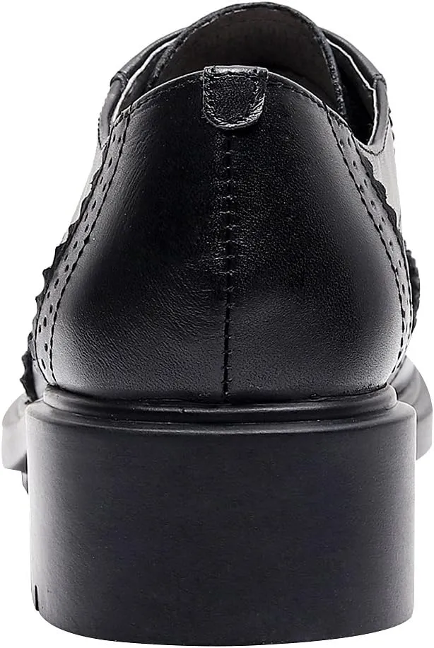 rismart Women's Dress Oxfords Leather Round Toe Lace up Business Formal Brogues Shoes