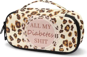 Rnyleeg All My Diabetes Shit Funny Insulin Cooler Travel Case-Leopard Print Diabetic Carrying Insulated Bag for Glucose Meter and Other Diabetic Supplies