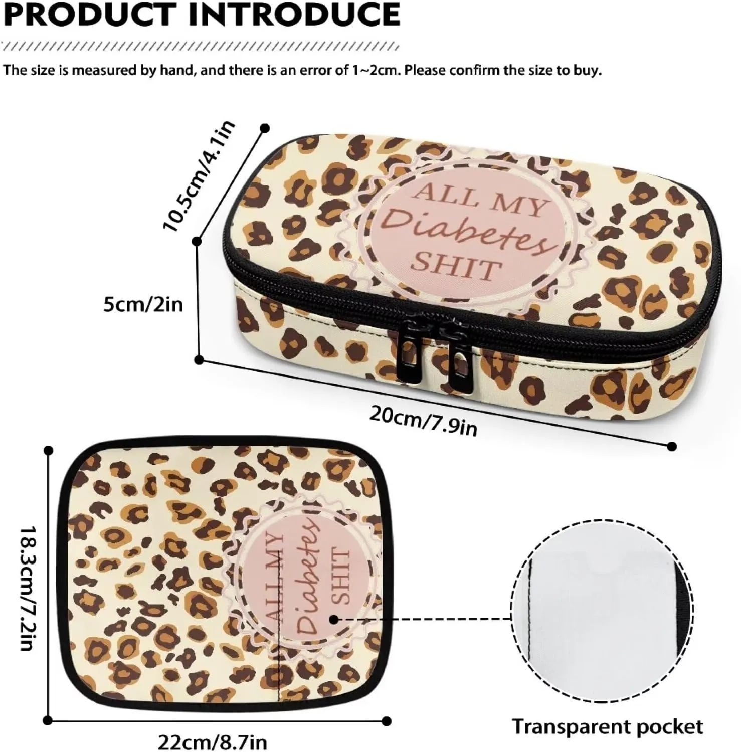 Rnyleeg All My Diabetes Shit Funny Insulin Cooler Travel Case-Leopard Print Diabetic Carrying Insulated Bag for Glucose Meter and Other Diabetic Supplies