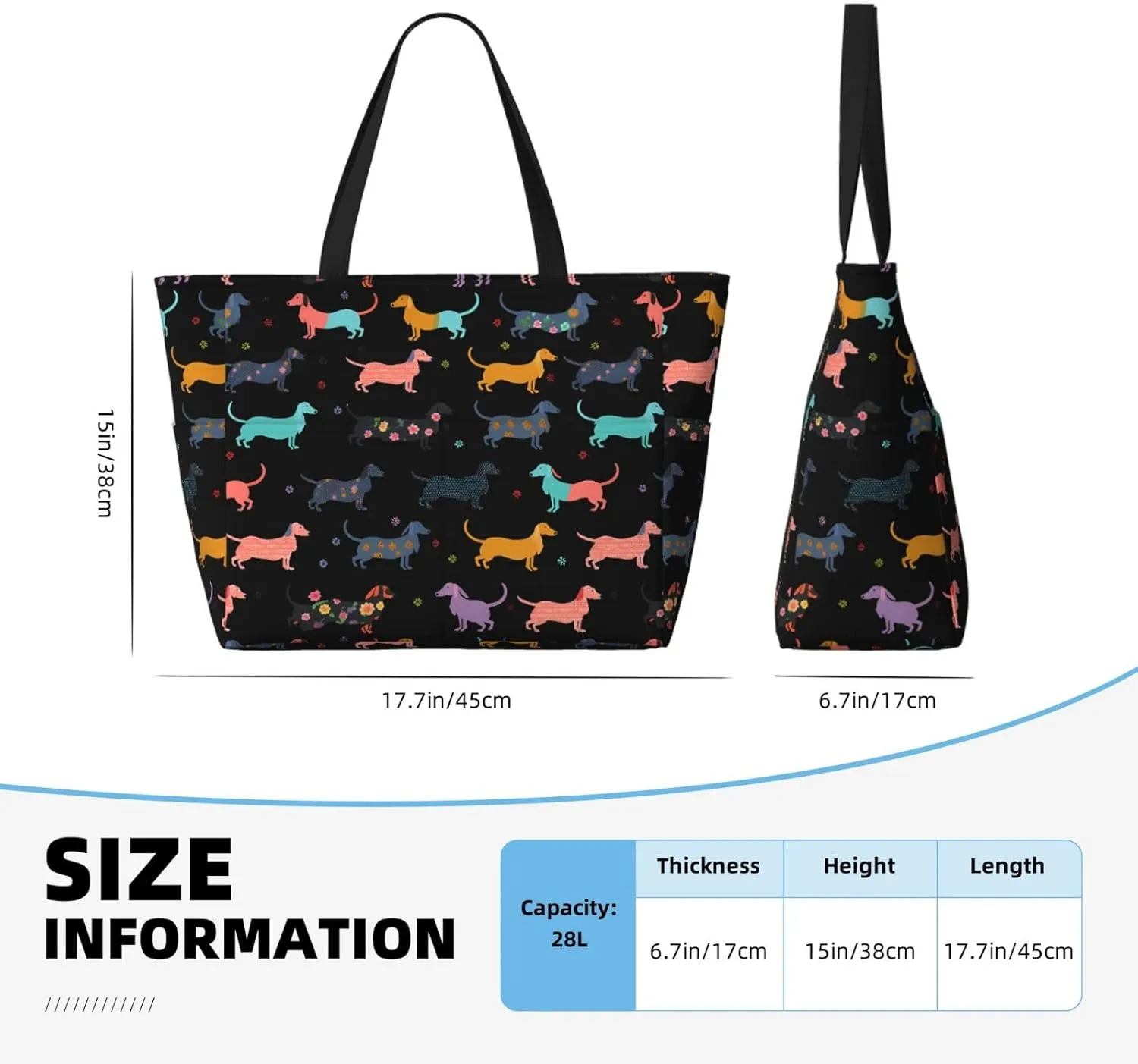 Rock and Roll Skull Skeleton Large Beach Tote Bag with Zipper, Hippie Pool Gym Bags for Women Weekender Travel