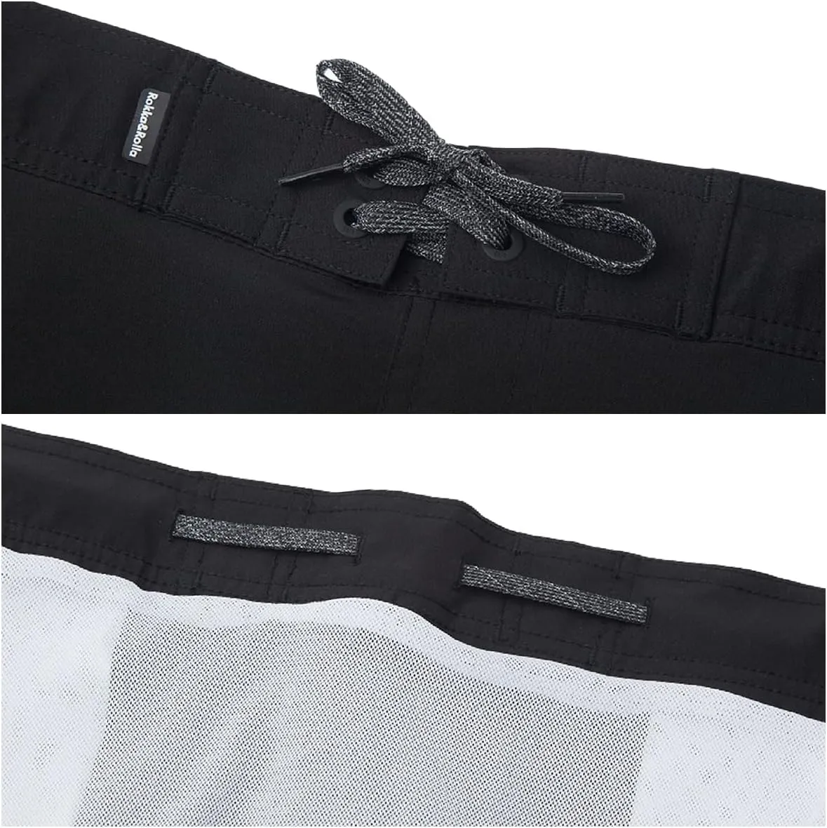 Rokka&Rolla Men's Swim Trunks Quick Dry Stretch Beach Shorts Swimwear Bathing Suit with Mesh Lining