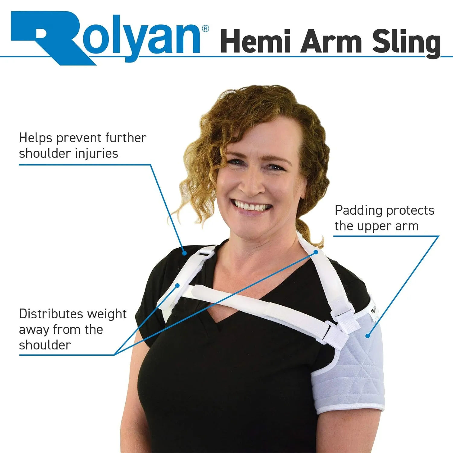 Rolyan Original Hemi Arm Sling, Left Arm, Small, Comfortable Shoulder Sling with Elastic Straps, Hemi Sling for Support, Shoulder Brace for Stroke, Soft Tissue Injury, Surgery, or Ligament Strain