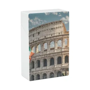 Roman Colosseum Italian Flag Cigarette Case Waterproof Crush-Proof Cigarette Holder Case Compact Travel Cigar Holder for 20 Cigarettes, Durable Scratch-Resistant Design for Men & Women