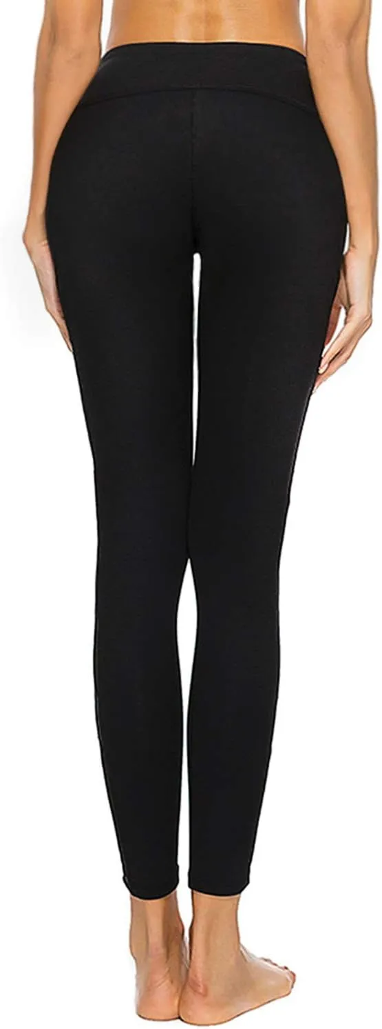 romansong Women's Mesh Leggings Yoga Pants with Pocket, Non See-Through Capri High Waisted Tummy Control 4 Way Stretch
