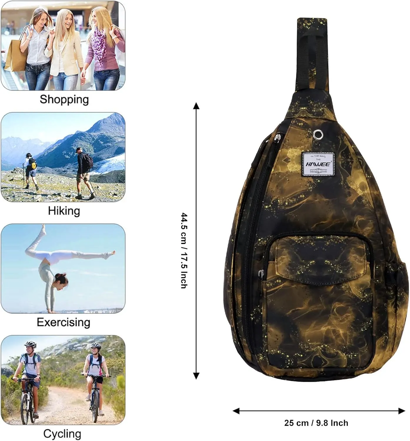 Rope Sling Bag for Women Men Casual Cross Body Daypack Backpack Adjustable Strap Water Repellent for Travel/Sport