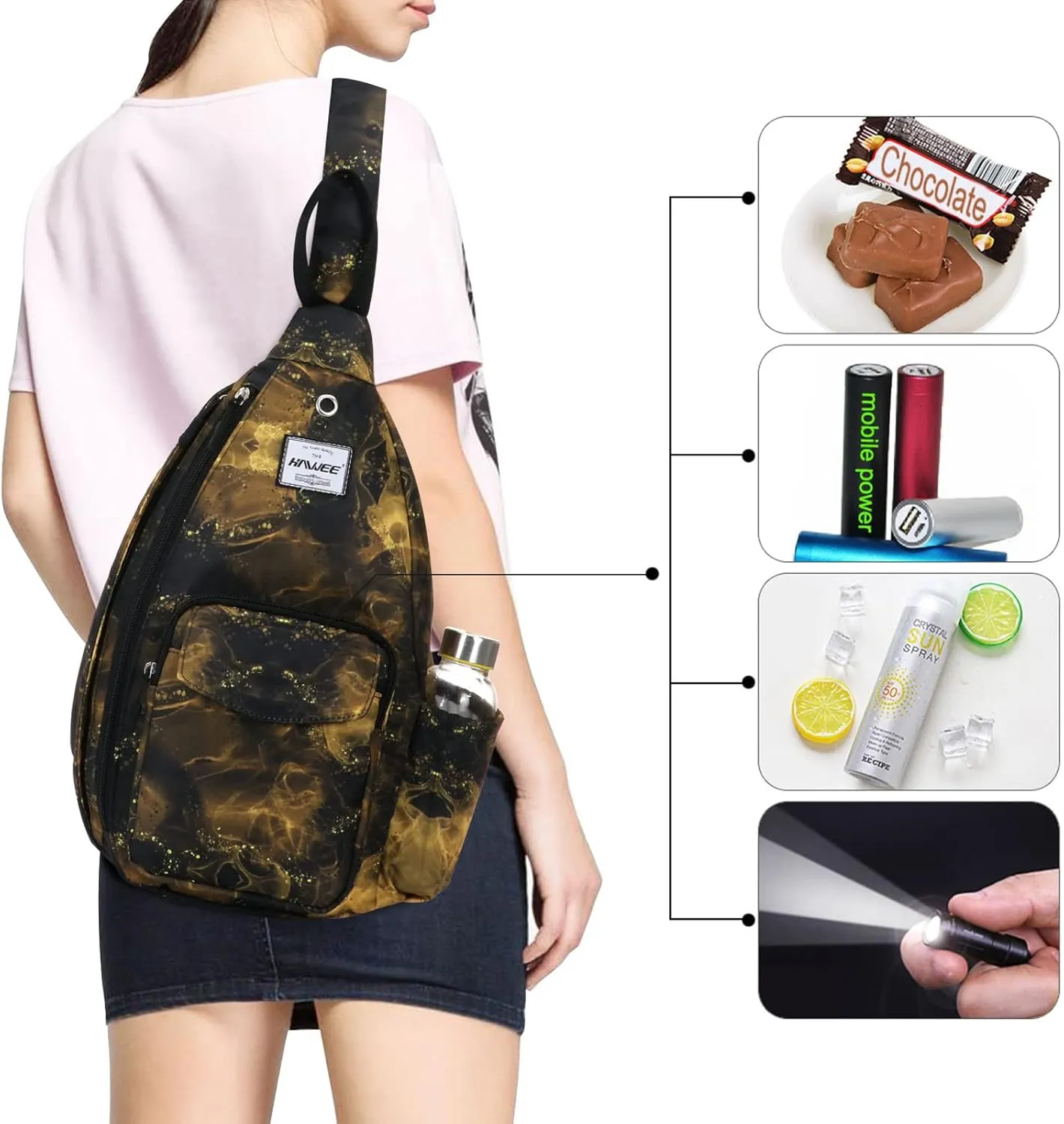 Rope Sling Bag for Women Men Casual Cross Body Daypack Backpack Adjustable Strap Water Repellent for Travel/Sport