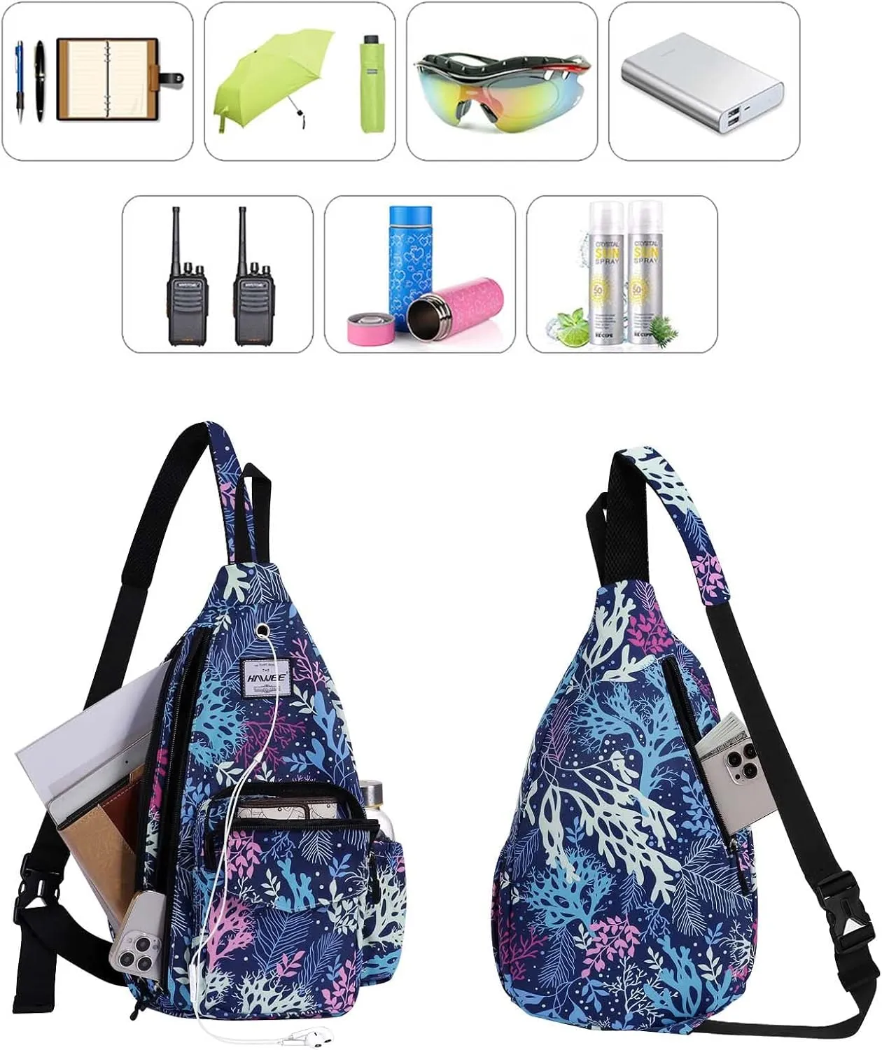 Rope Sling Bag for Women Men Casual Cross Body Daypack Backpack Adjustable Strap Water Repellent for Travel/Sport