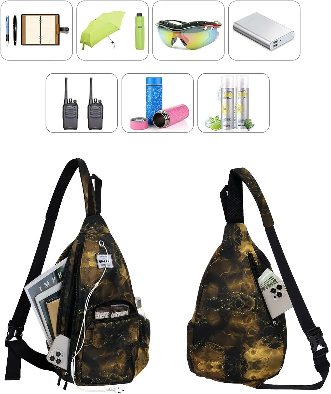 Rope Sling Bag for Women Men Casual Cross Body Daypack Backpack Adjustable Strap Water Repellent for Travel/Sport