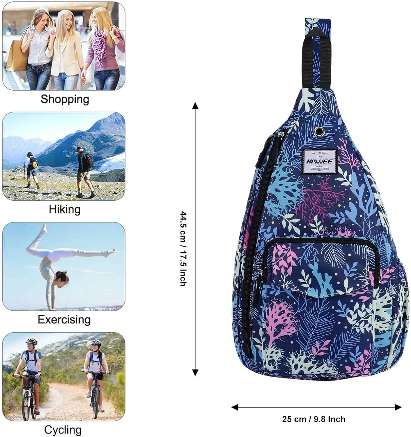 Rope Sling Bag for Women Men Casual Cross Body Daypack Backpack Adjustable Strap Water Repellent for Travel/Sport