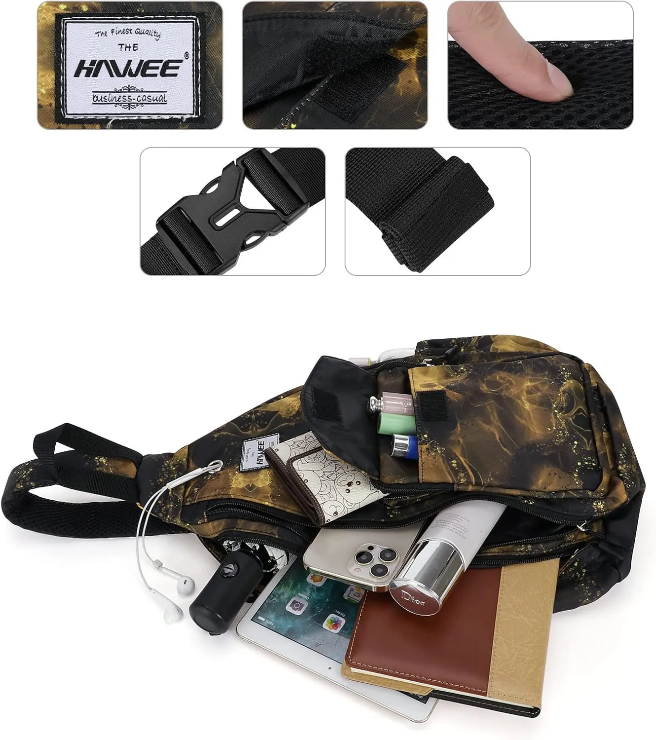 Rope Sling Bag for Women Men Casual Cross Body Daypack Backpack Adjustable Strap Water Repellent for Travel/Sport