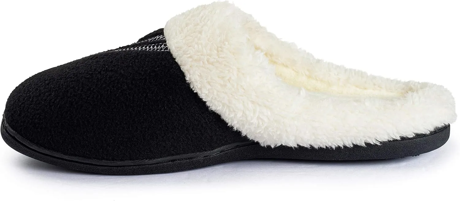 Roxoni Women's Slippers Wool-Like Fleece Lined Clog Comfort House Shoe Machine Washable