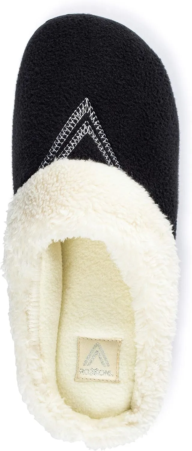 Roxoni Women's Slippers Wool-Like Fleece Lined Clog Comfort House Shoe Machine Washable