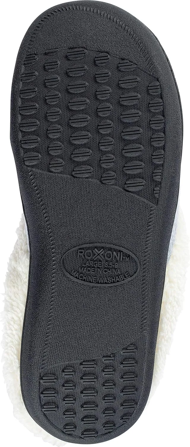 Roxoni Women's Slippers Wool-Like Fleece Lined Clog Comfort House Shoe Machine Washable