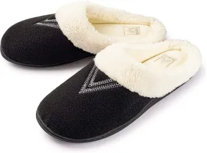 Roxoni Women's Slippers Wool-Like Fleece Lined Clog Comfort House Shoe Machine Washable